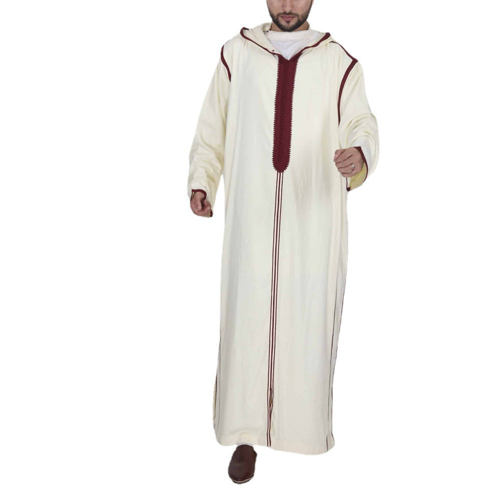 Arabic Long Men's Hooded Shirt Muslim Robe